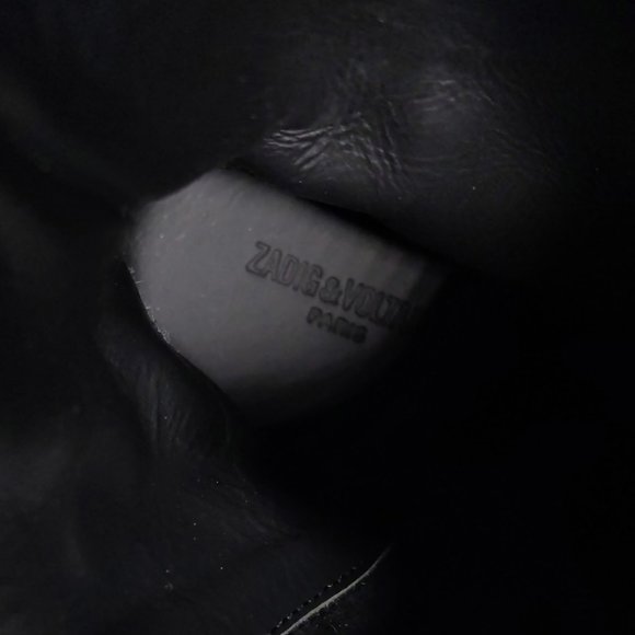 ZADIG VOLTAIRE Boots Womens 7 -7.5 Black Suede Joe Lace up Boots *PRIMO* - Picture 6 of 9